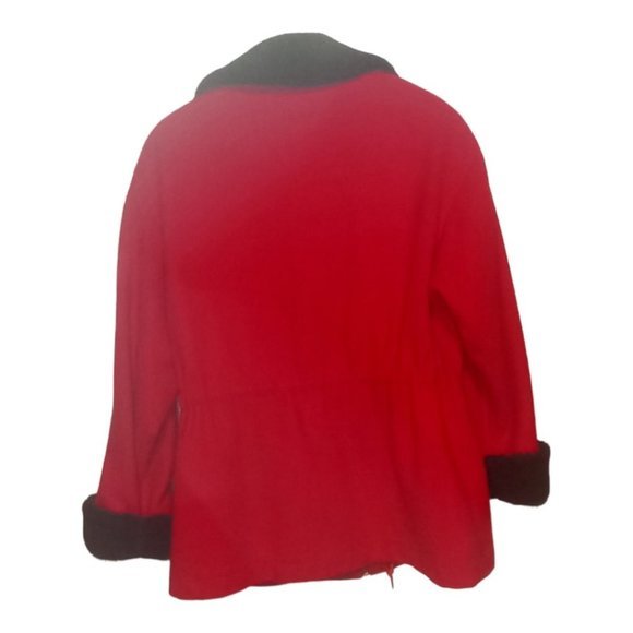 Red Winter Coat Jacket with Faux Fur‎ Collar - Picture 3 of 8